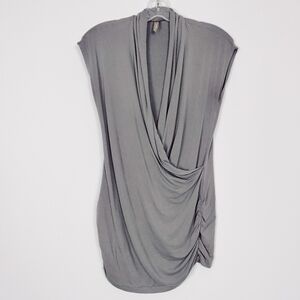 Thyme Women's Maternity Nursing Top in Gray Size Small Drape Rayon Cap Sleeve